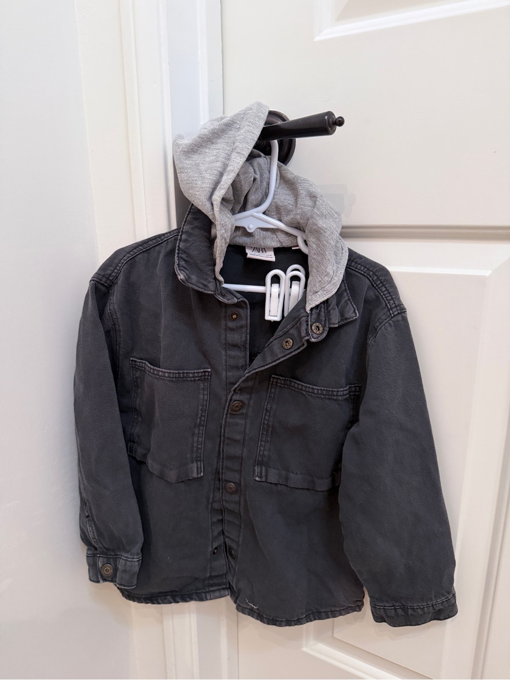 Zara Dark Gray Hooded Jean-Style Kids Jacket